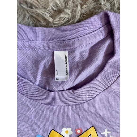 American Apparel T-Shirt Womens Size Medium Purple Graphic Deer Kawaii Pastel - Picture 5 of 5